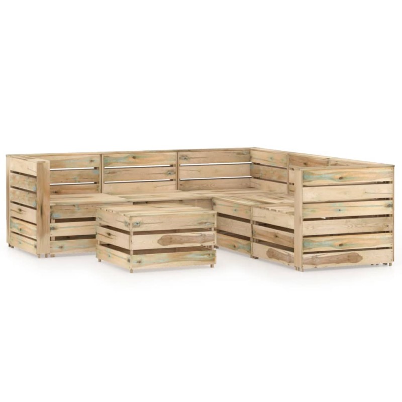 vidaXL Set Salotto da Giardino 6 pz in Legno di Pino Impregnato Verde vidaXL Set Salotto da Giardino 6 pz in Legno di Pino Impregnato Verde