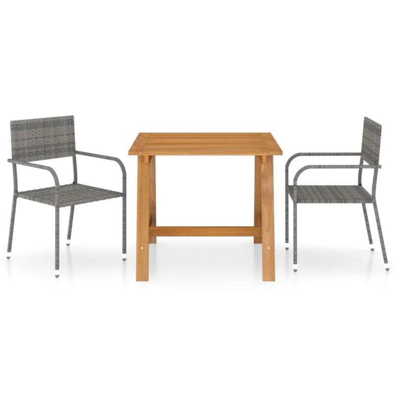 vidaXL Set Mobili da Pranzo per Giardino 3 pz Grigio