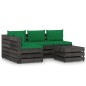 vidaXL Set Salotto da Giardino 5pz con Cuscini Legno Impregnato Grigio vidaXL Set Salotto da Giardino 5pz con Cuscini Legno Impregnato Grigio