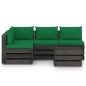 vidaXL Set Salotto da Giardino 5pz con Cuscini Legno Impregnato Grigio vidaXL Set Salotto da Giardino 5pz con Cuscini Legno Impregnato Grigio