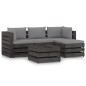 vidaXL Set Salotto da Giardino con Cuscini 5pz Legno Impregnato Grigio vidaXL Set Salotto da Giardino con Cuscini 5pz Legno Impregnato Grigio