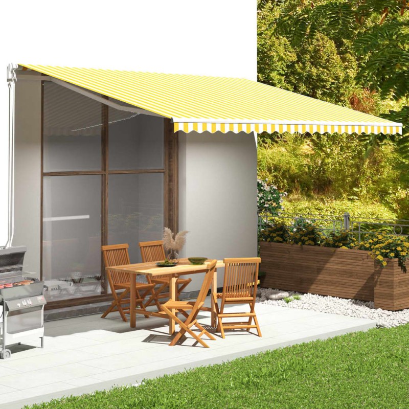 Tessuto di Ricambio per Tenda da Sole Giallo e Bianco 5x3,5 m Tessuto di Ricambio per Tenda da Sole Giallo e Bianco 5x3,5 m