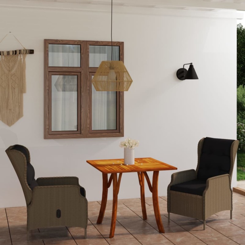 vidaXL Set Mobili da Pranzo per Giardino 3 pz Marrone vidaXL Set Mobili da Pranzo per Giardino 3 pz Marrone