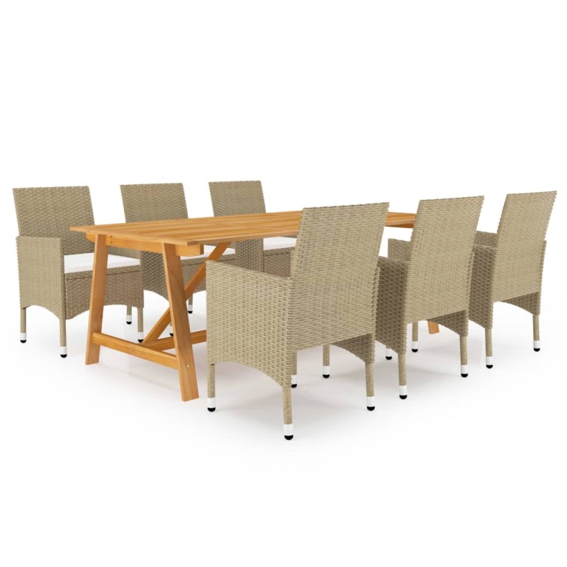 vidaXL Set Mobili da Pranzo per Giardino 7 pz Beige 