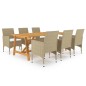 vidaXL Set Mobili da Pranzo per Giardino 7 pz Beige 