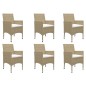 vidaXL Set Mobili da Pranzo per Giardino 7 pz Beige 