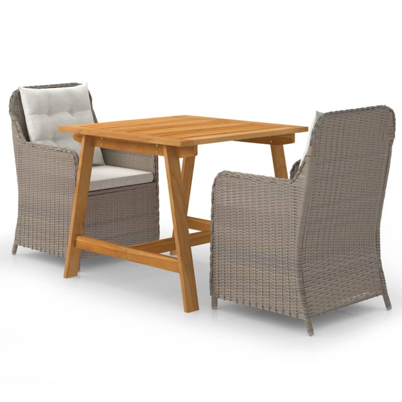 vidaXL Set Mobili da Pranzo per Giardino 3 pz Marrone vidaXL Set Mobili da Pranzo per Giardino 3 pz Marrone