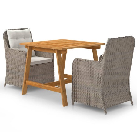 vidaXL Set Mobili da Pranzo per Giardino 3 pz Marrone