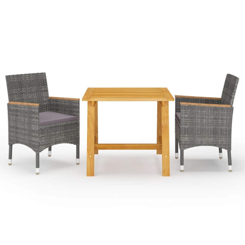 vidaXL Set Mobili da Pranzo per Giardino 3 pz Grigio
