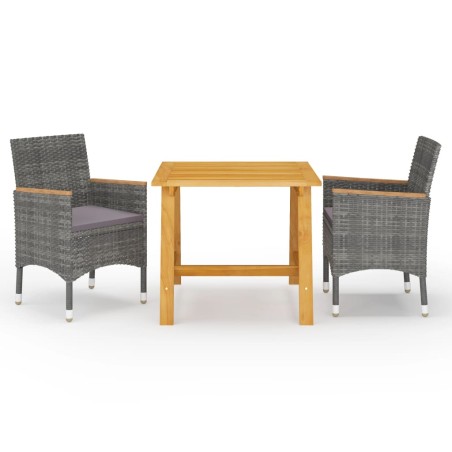 vidaXL Set Mobili da Pranzo per Giardino 3 pz Grigio