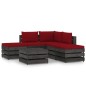 vidaXL Set Salotto da Giardino 6pz con Cuscini Legno Impregnato Grigio vidaXL Set Salotto da Giardino 6pz con Cuscini Legno Impregnato Grigio