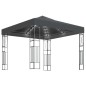 vidaXL Gazebo con Stringa di Luci LED 3x3 m in Tessuto Antracite vidaXL Gazebo con Stringa di Luci LED 3x3 m in Tessuto Antracite
