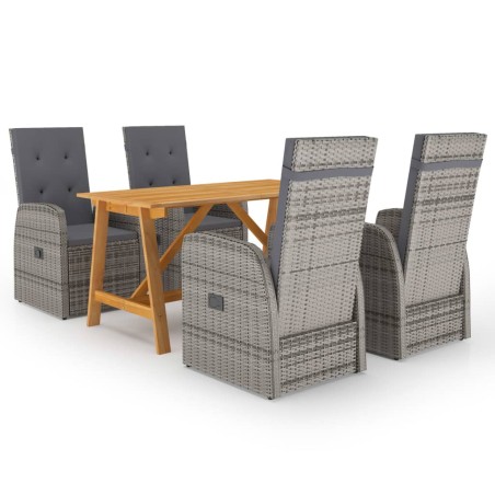 vidaXL Set Mobili da Pranzo per Giardino 5 pz Grigio