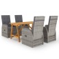 vidaXL Set Mobili da Pranzo per Giardino 5 pz Grigio