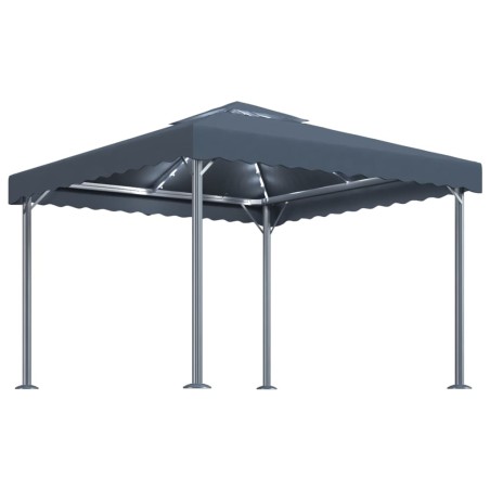 vidaXL Gazebo con Stringa di Luci LED 300x300 cm Antracite Alluminio