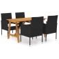 vidaXL Set Mobili da Pranzo per Giardino 5 pz Nero vidaXL Set Mobili da Pranzo per Giardino 5 pz Nero
