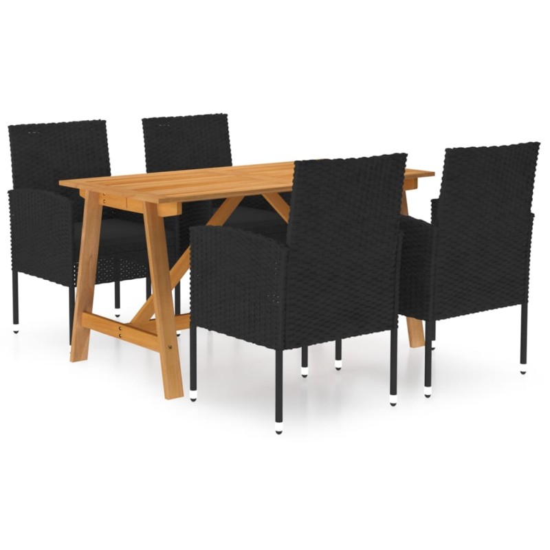 vidaXL Set Mobili da Pranzo per Giardino 5 pz Nero