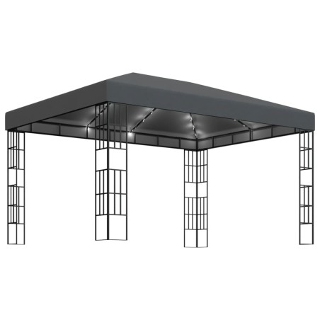 vidaXL Gazebo con Stringa di Luci LED 3x4 m Antracite