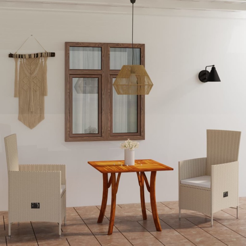 vidaXL Set Mobili da Pranzo per Giardino 3 pz Beige vidaXL Set Mobili da Pranzo per Giardino 3 pz Beige