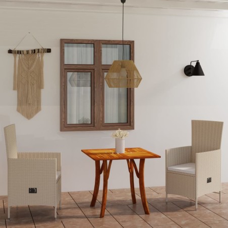 vidaXL Set Mobili da Pranzo per Giardino 3 pz Beige 
