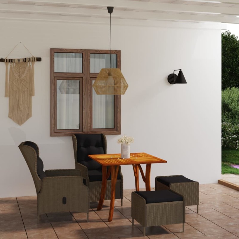 vidaXL Set Mobili da Pranzo per Giardino 5 pz Marrone vidaXL Set Mobili da Pranzo per Giardino 5 pz Marrone