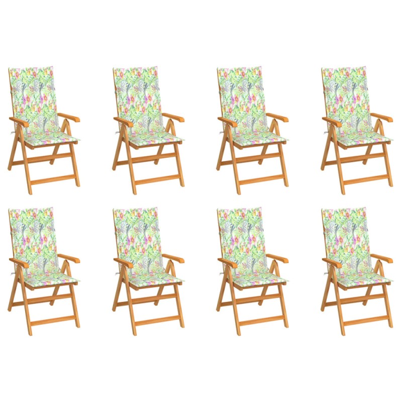 vidaXL Sedie Reclinabili da Giardino con Cuscini 8 pz Massello di Teak vidaXL Sedie Reclinabili da Giardino con Cuscini 8 pz Massello di Teak