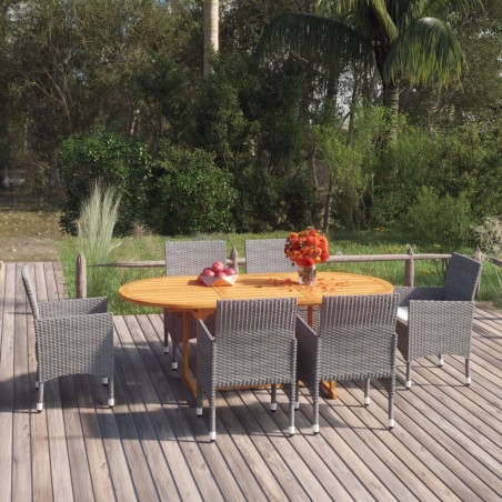 vidaXL Set Mobili da Pranzo per Giardino 7 pz in Polyrattan Grigio