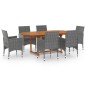 vidaXL Set Mobili da Pranzo per Giardino 7 pz in Polyrattan Grigio vidaXL Set Mobili da Pranzo per Giardino 7 pz in Polyrattan Grigio