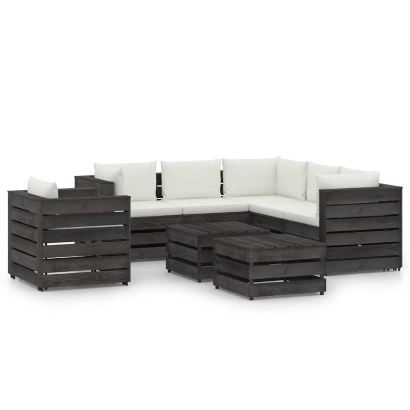 vidaXL Set Divani da Giardino con Cuscini 8pz Legno Impregnato Grigio