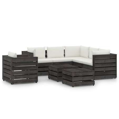 vidaXL Set Divani da Giardino con Cuscini 8pz Legno Impregnato Grigio