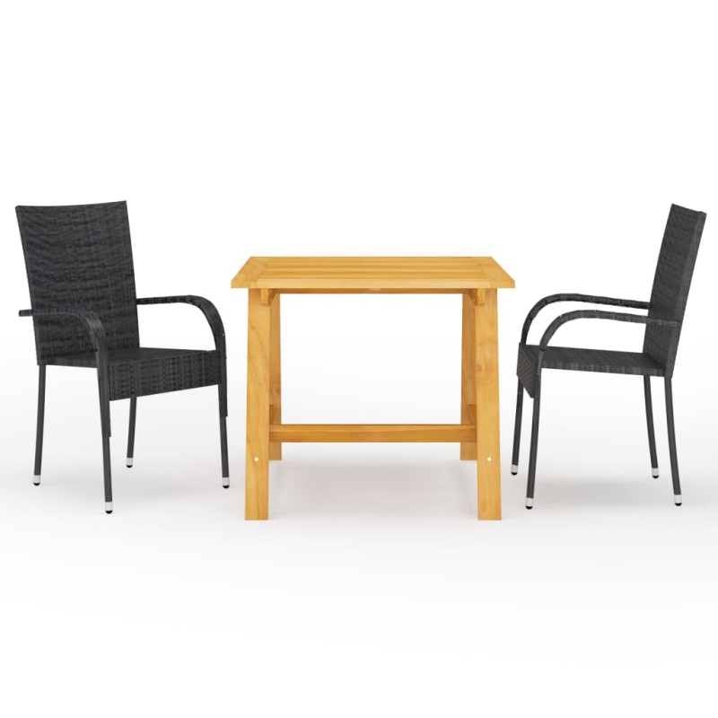 vidaXL Set Mobili da Pranzo per Giardino 3 pz Nero vidaXL Set Mobili da Pranzo per Giardino 3 pz Nero