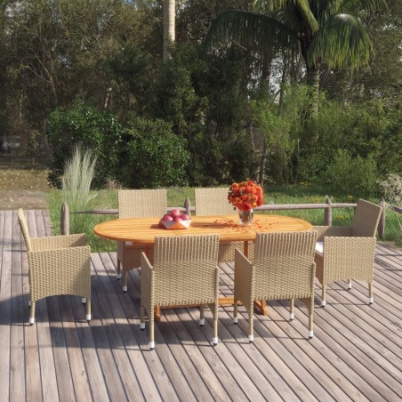 vidaXL Set Mobili da Pranzo per Giardino 7 pz in Polyrattan Beige 