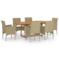 vidaXL Set Mobili da Pranzo per Giardino 7 pz in Polyrattan Beige vidaXL Set Mobili da Pranzo per Giardino 7 pz in Polyrattan Beige