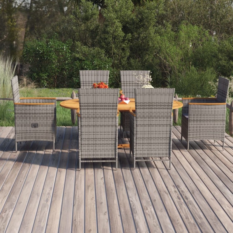 vidaXL Set Mobili da Pranzo per Giardino 7 pz in Polyrattan Grigio vidaXL Set Mobili da Pranzo per Giardino 7 pz in Polyrattan Grigio