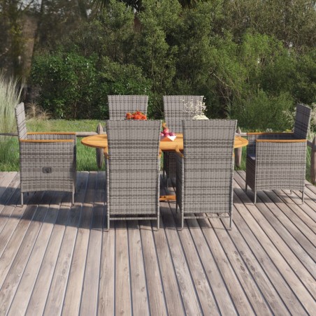 vidaXL Set Mobili da Pranzo per Giardino 7 pz in Polyrattan Grigio