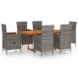 vidaXL Set Mobili da Pranzo per Giardino 7 pz in Polyrattan Grigio vidaXL Set Mobili da Pranzo per Giardino 7 pz in Polyrattan Grigio