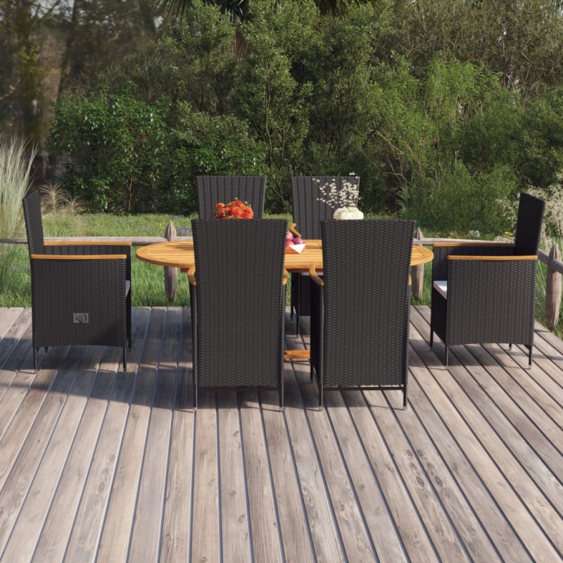 vidaXL Set Mobili da Pranzo per Giardino 7 pz in Polyrattan Nero vidaXL Set Mobili da Pranzo per Giardino 7 pz in Polyrattan Nero