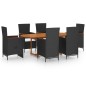vidaXL Set Mobili da Pranzo per Giardino 7 pz in Polyrattan Nero vidaXL Set Mobili da Pranzo per Giardino 7 pz in Polyrattan Nero
