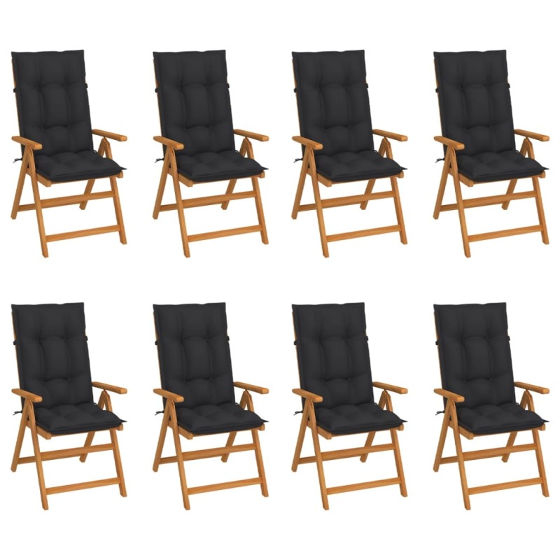 vidaXL Sedie Reclinabili da Giardino con Cuscini 8 pz Massello di Teak vidaXL Sedie Reclinabili da Giardino con Cuscini 8 pz Massello di Teak