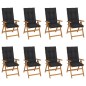 vidaXL Sedie Reclinabili da Giardino con Cuscini 8 pz Massello di Teak vidaXL Sedie Reclinabili da Giardino con Cuscini 8 pz Massello di Teak