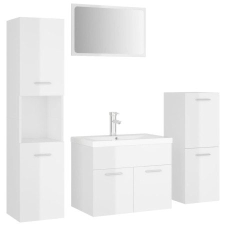 vidaXL Set Mobili da Bagno Bianco Lucido in Truciolato