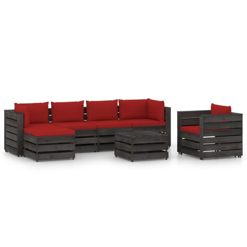 vidaXL Set Salotto da Giardino 7pz con Cuscini Legno Impregnato Grigio vidaXL Set Salotto da Giardino 7pz con Cuscini Legno Impregnato Grigio