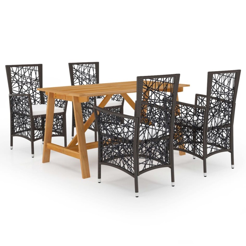 vidaXL Set Mobili da Pranzo per Giardino 5 pz Marrone