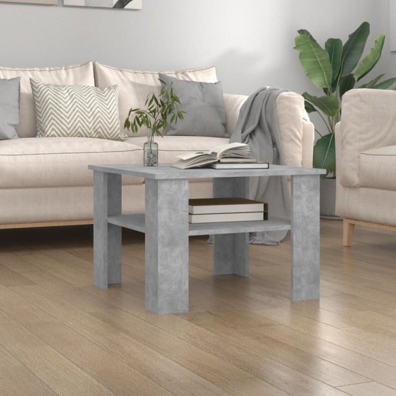 Tavolino da Caffè Grigio Cemento 60x60x42 cm in Truciolato