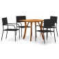 vidaXL Set Mobili da Pranzo per Giardino 5 pz Nero
