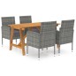 vidaXL Set Mobili da Pranzo per Giardino 5 pz Grigio