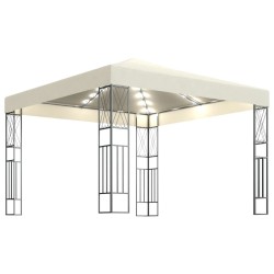 vidaXL Gazebo con Stringa di Luci LED 3x3 m in Tessuto Crema