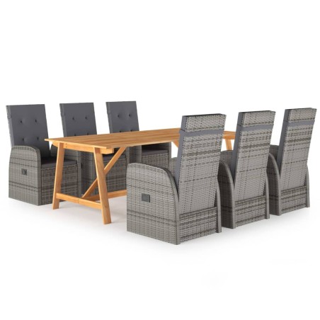 vidaXL Set da Pranzo da Giardino 7 pz Grigio