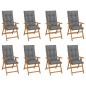 vidaXL Sedie Reclinabili da Giardino con Cuscini 8 pz Massello di Teak vidaXL Sedie Reclinabili da Giardino con Cuscini 8 pz Massello di Teak