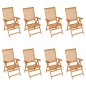 vidaXL Sedie Reclinabili da Giardino con Cuscini 8 pz Massello di Teak vidaXL Sedie Reclinabili da Giardino con Cuscini 8 pz Massello di Teak